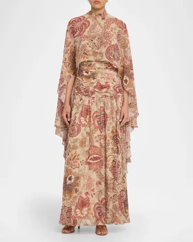 Ungaro Gretchen Floral-Print Maxi Dress with Cape | Thumbnail 2 Ungaro Gretchen Floral-Print Maxi Dress with Cape | Thumbnail 2