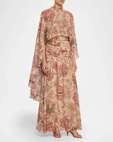 Ungaro Gretchen Floral-Print Maxi Dress with Cape | Thumbnail 4 Ungaro Gretchen Floral-Print Maxi Dress with Cape | Thumbnail 4