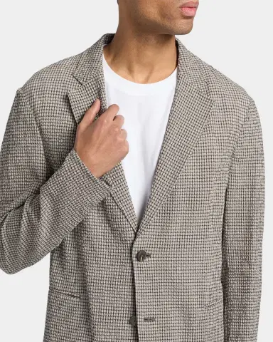 Emporio Armani Men's Check Seersucker Micro-Check Blazer | Thumbnail 5 Emporio Armani Men's Check Seersucker Micro-Check Blazer | Thumbnail 5