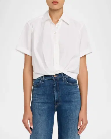 A.L.C. Lily Cropped Twist-Front Poplin Shirt | Thumbnail 4 A.L.C. Lily Cropped Twist-Front Poplin Shirt | Thumbnail 4