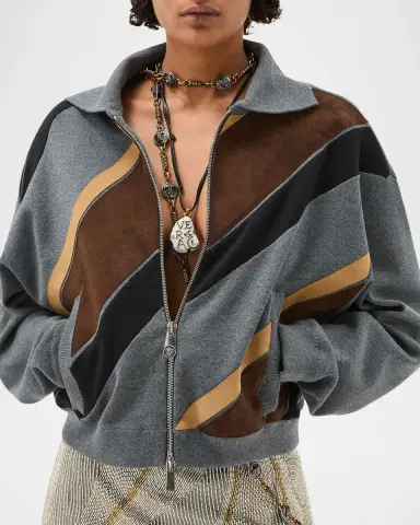 Versace Suede Patchwork Zip Jacket | Thumbnail 3 Versace Suede Patchwork Zip Jacket | Thumbnail 3