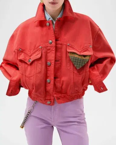 Versace Oversized Blouson Denim Jacket | Thumbnail 3 Versace Oversized Blouson Denim Jacket | Thumbnail 3