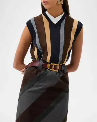Versace Suede Patchwork Sweater Vest | Thumbnail 2 Versace Suede Patchwork Sweater Vest | Thumbnail 2