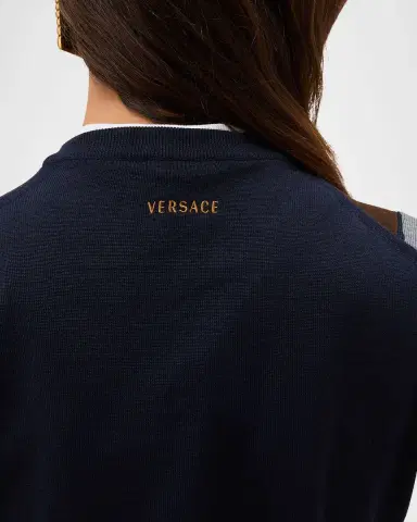 Versace Suede Patchwork Sweater Vest | Thumbnail 3 Versace Suede Patchwork Sweater Vest | Thumbnail 3