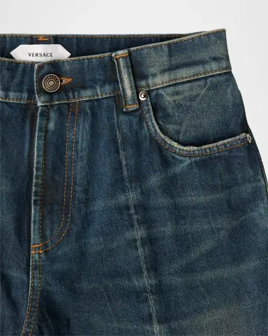 Versace Distressed Straight-Leg Jeans | Thumbnail 4 Versace Distressed Straight-Leg Jeans | Thumbnail 4