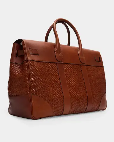 Brunello Cucinelli Men's Braided Leather Duffel Bag | Thumbnail 3 Brunello Cucinelli Men's Braided Leather Duffel Bag | Thumbnail 3