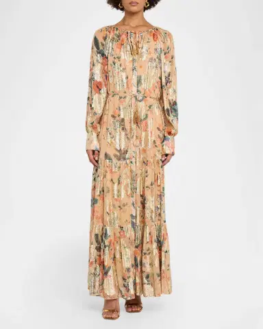 Kobi Halperin Xandra Tiered Metallic Floral-Print Maxi Dress | Thumbnail 2 Kobi Halperin Xandra Tiered Metallic Floral-Print Maxi Dress | Thumbnail 2