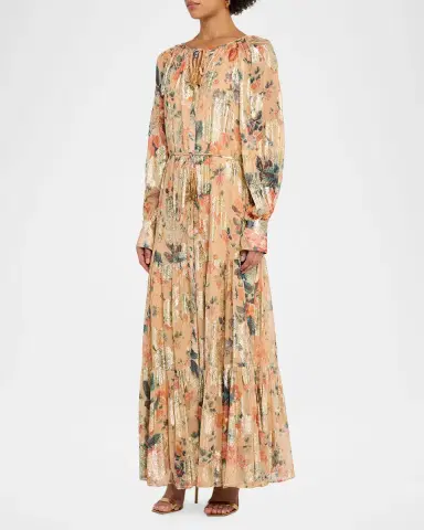Kobi Halperin Xandra Tiered Metallic Floral-Print Maxi Dress | Thumbnail 4 Kobi Halperin Xandra Tiered Metallic Floral-Print Maxi Dress | Thumbnail 4