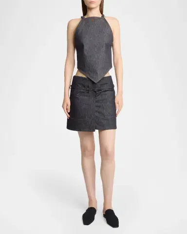 Courreges Two Pockets Denim Mini Skirt With Belt | Thumbnail 2 Courreges Two Pockets Denim Mini Skirt With Belt | Thumbnail 2