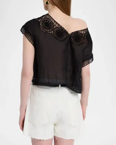Nili Lotan Caila Embroidered Ramie Top | Thumbnail 3 Nili Lotan Caila Embroidered Ramie Top | Thumbnail 3
