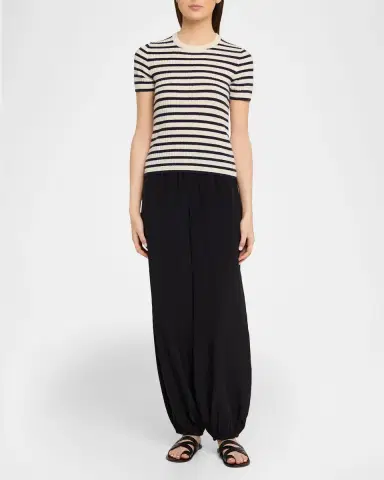 Nili Lotan Alita triped Cashmere Rib hort-leeve weater | Thumbnail 2 Nili Lotan Alita triped Cashmere Rib hort-leeve weater | Thumbnail 2