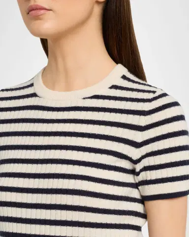 Nili Lotan Alita triped Cashmere Rib hort-leeve weater | Thumbnail 5 Nili Lotan Alita triped Cashmere Rib hort-leeve weater | Thumbnail 5