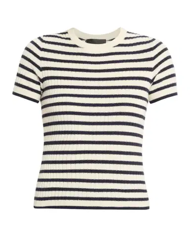 Nili Lotan Alita triped Cashmere Rib hort-leeve weater | Thumbnail 1 Nili Lotan Alita triped Cashmere Rib hort-leeve weater | Thumbnail 1