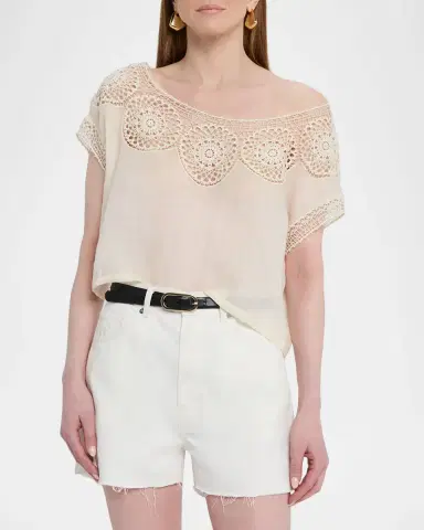 Nili Lotan Caila Embroidered Ramie Top | Thumbnail 4 Nili Lotan Caila Embroidered Ramie Top | Thumbnail 4