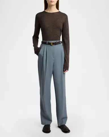 THE ROW Nile Cashmere, Silk, and Linen Long-Sleeve Top | Thumbnail 2 THE ROW Nile Cashmere, Silk, and Linen Long-Sleeve Top | Thumbnail 2