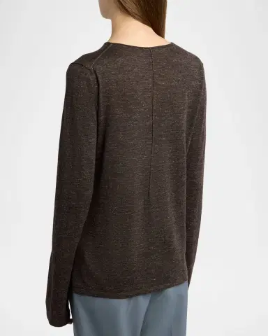 THE ROW Nile Cashmere, Silk, and Linen Long-Sleeve Top | Thumbnail 3 THE ROW Nile Cashmere, Silk, and Linen Long-Sleeve Top | Thumbnail 3