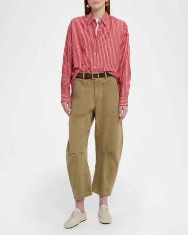 Nili Lotan Shon Herringbone Barrel-Leg Ankle Pants | Thumbnail 2 Nili Lotan Shon Herringbone Barrel-Leg Ankle Pants | Thumbnail 2