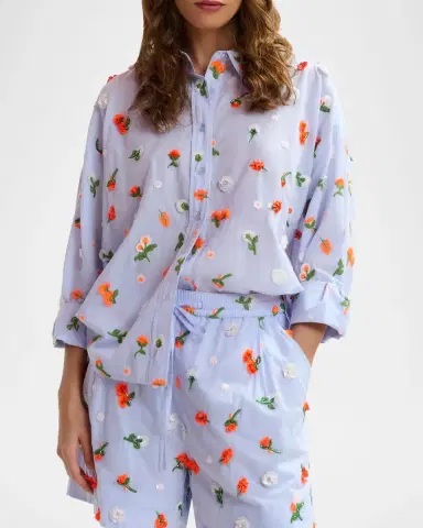 Essentiel Antwerp Jimena Embroidered Button-Front Shirt | Thumbnail 4 Essentiel Antwerp Jimena Embroidered Button-Front Shirt | Thumbnail 4