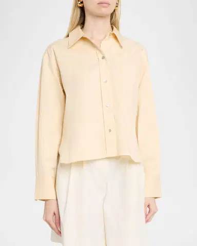 Vince Cropped Long-Sleeve Shirt | Thumbnail 4 Vince Cropped Long-Sleeve Shirt | Thumbnail 4