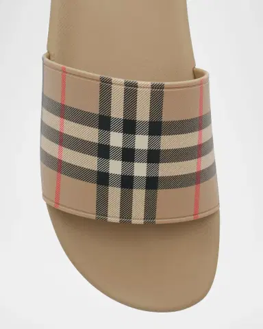 Burberry Men 's Check Contoured-Insole Slide Sandals | Thumbnail 4 Burberry Men 's Check Contoured-Insole Slide Sandals | Thumbnail 4