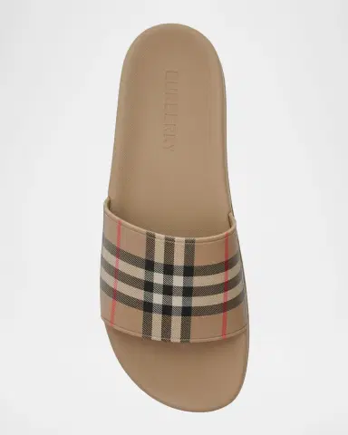 Burberry Men 's Check Contoured-Insole Slide Sandals | Thumbnail 5 Burberry Men 's Check Contoured-Insole Slide Sandals | Thumbnail 5