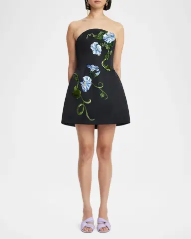 LEO LIN Zaria Applique Floral Strapless Bustier Mini Dress | Thumbnail 2 LEO LIN Zaria Applique Floral Strapless Bustier Mini Dress | Thumbnail 2