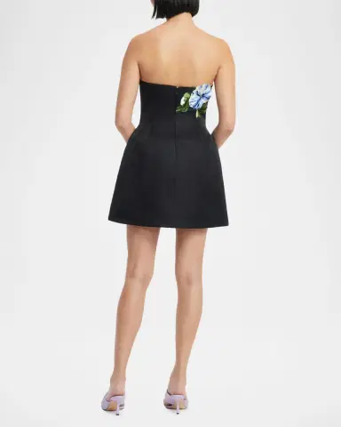 LEO LIN Zaria Applique Floral Strapless Bustier Mini Dress | Thumbnail 3 LEO LIN Zaria Applique Floral Strapless Bustier Mini Dress | Thumbnail 3