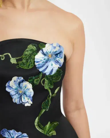 LEO LIN Zaria Applique Floral Strapless Bustier Mini Dress | Thumbnail 5 LEO LIN Zaria Applique Floral Strapless Bustier Mini Dress | Thumbnail 5