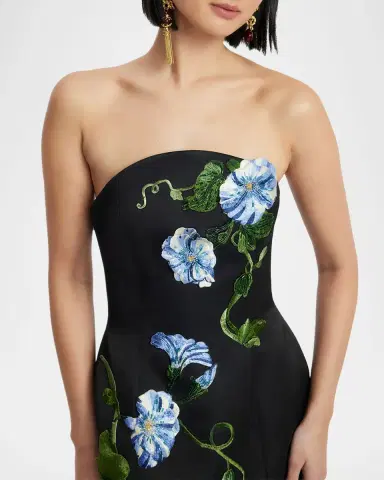 LEO LIN Zaria Applique Floral Strapless Bustier Mini Dress | Thumbnail 7 LEO LIN Zaria Applique Floral Strapless Bustier Mini Dress | Thumbnail 7