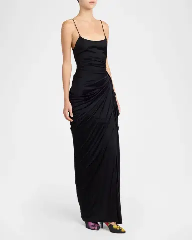 Versace Draped Open-Back Gown | Thumbnail 4 Versace Draped Open-Back Gown | Thumbnail 4