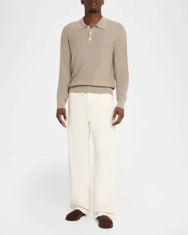 FRAME Men 's Textured Wool Polo Sweater | Thumbnail 2 FRAME Men 's Textured Wool Polo Sweater | Thumbnail 2