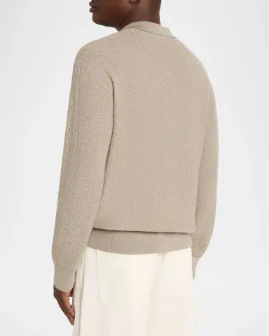FRAME Men 's Textured Wool Polo Sweater | Thumbnail 3 FRAME Men 's Textured Wool Polo Sweater | Thumbnail 3