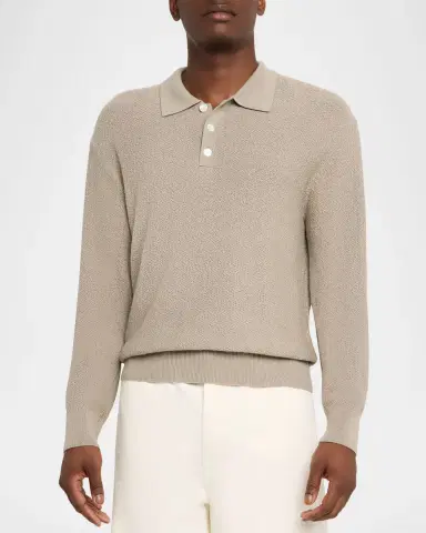 FRAME Men 's Textured Wool Polo Sweater | Thumbnail 4 FRAME Men 's Textured Wool Polo Sweater | Thumbnail 4