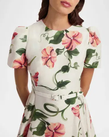 LEO LIN Elyse Belted Floral Linen-Blend Mini Dress | Thumbnail 7 LEO LIN Elyse Belted Floral Linen-Blend Mini Dress | Thumbnail 7
