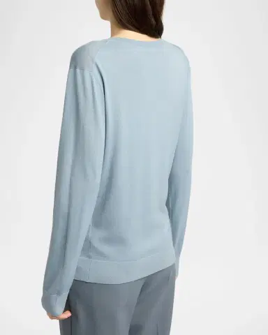 The Row Naius Long-Sleeve V-Neck Wool Top | Thumbnail 3 The Row Naius Long-Sleeve V-Neck Wool Top | Thumbnail 3