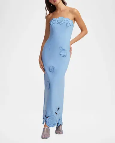 LEO LIN Rayna Applique Strapless Bustier Maxi Dress | Thumbnail 4 LEO LIN Rayna Applique Strapless Bustier Maxi Dress | Thumbnail 4