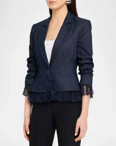 Cinq a Sept Roxie Le Petit Denim Blazer | Thumbnail 4 Cinq a Sept Roxie Le Petit Denim Blazer | Thumbnail 4