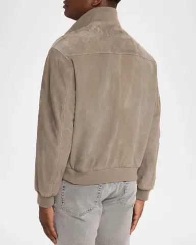 FRAME Men 's Rib Collar Suede Jacket | Thumbnail 3 FRAME Men 's Rib Collar Suede Jacket | Thumbnail 3