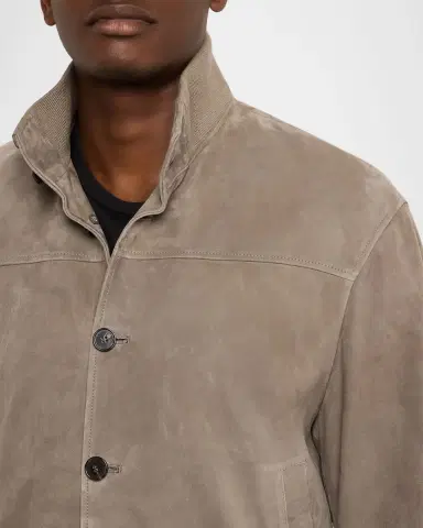 FRAME Men 's Rib Collar Suede Jacket | Thumbnail 5 FRAME Men 's Rib Collar Suede Jacket | Thumbnail 5