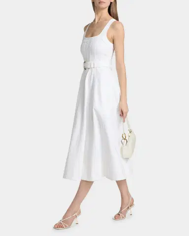 Cinq à Sept Cambree Belted A-Line Denim Midi Dress | Thumbnail 2 Cinq à Sept Cambree Belted A-Line Denim Midi Dress | Thumbnail 2
