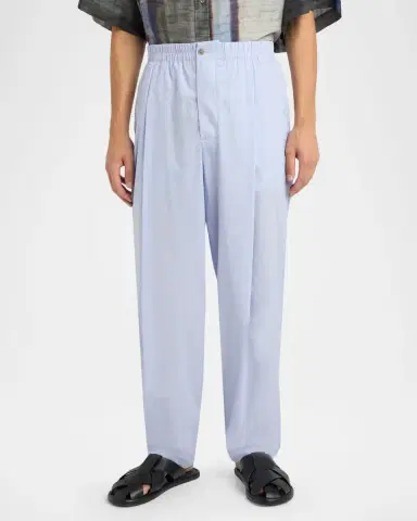 Giorgio Armani Men's Poplin Pleated Straight Leg Trousers | Thumbnail 4 Giorgio Armani Men's Poplin Pleated Straight Leg Trousers | Thumbnail 4