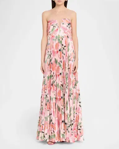 As It May Ella Strapless Pleated Floral-Print Satin Gown | Thumbnail 2 As It May Ella Strapless Pleated Floral-Print Satin Gown | Thumbnail 2