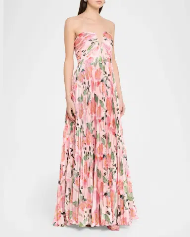As It May Ella Strapless Pleated Floral-Print Satin Gown | Thumbnail 4 As It May Ella Strapless Pleated Floral-Print Satin Gown | Thumbnail 4