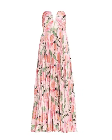As It May Ella Strapless Pleated Floral-Print Satin Gown | Thumbnail 1 As It May Ella Strapless Pleated Floral-Print Satin Gown | Thumbnail 1