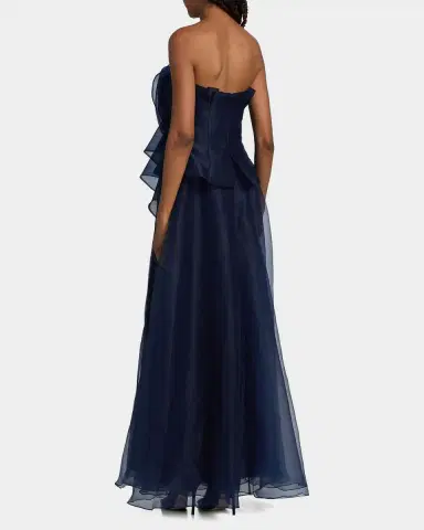 Theia Gilda Draped Rose Strapless Organza Gown | Thumbnail 3 Theia Gilda Draped Rose Strapless Organza Gown | Thumbnail 3