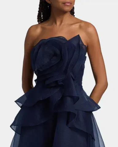 Theia Gilda Draped Rose Strapless Organza Gown | Thumbnail 5 Theia Gilda Draped Rose Strapless Organza Gown | Thumbnail 5