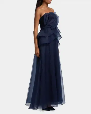 Theia Gilda Draped Rose Strapless Organza Gown | Thumbnail 7 Theia Gilda Draped Rose Strapless Organza Gown | Thumbnail 7