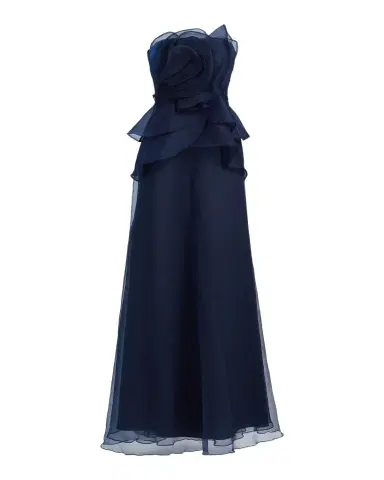 Theia Gilda Draped Rose Strapless Organza Gown | Thumbnail 1 Theia Gilda Draped Rose Strapless Organza Gown | Thumbnail 1