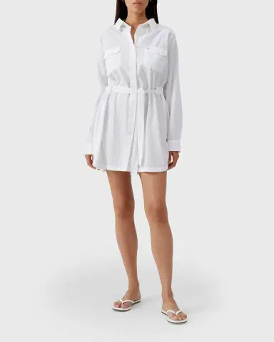 Melissa Odabash Lacey Cotton-Linen Mini Shirtdress Coverup | Thumbnail 2 Melissa Odabash Lacey Cotton-Linen Mini Shirtdress Coverup | Thumbnail 2