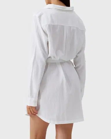 Melissa Odabash Lacey Cotton-Linen Mini Shirtdress Coverup | Thumbnail 3 Melissa Odabash Lacey Cotton-Linen Mini Shirtdress Coverup | Thumbnail 3